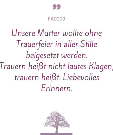 Mustertext "Trauerfeier in aller Stille..."