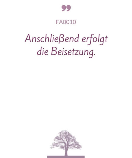 Mustertext "Anschließend erfolgt die Beisetzung..."