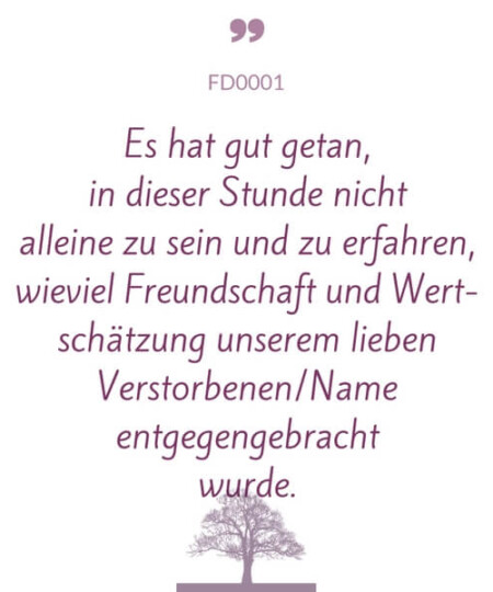 Mustertext "In dieser Stunde nicht allein zu sein..."