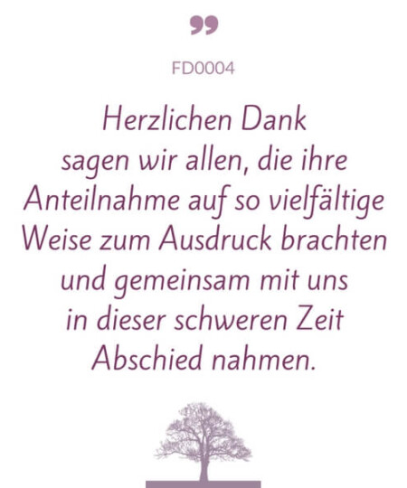 Mustertext "Herzlichen Dank sagen wir allen..."
