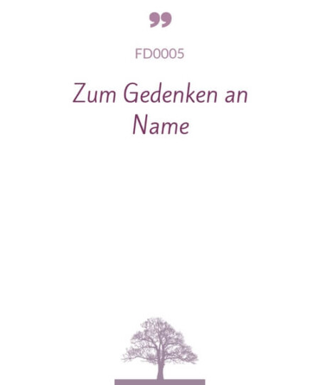 Mustertext "Zum Gedenken an..."