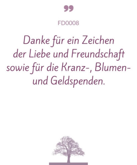 Mustertext "Danke für ein Zeichen der Liebe..."