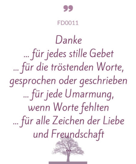 Mustertext "Danke für jedes stille Gebet..."