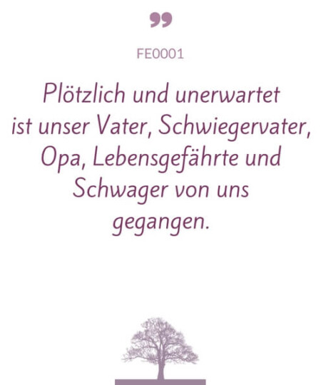 Mustertext "Plötzlich und unerwartet..."