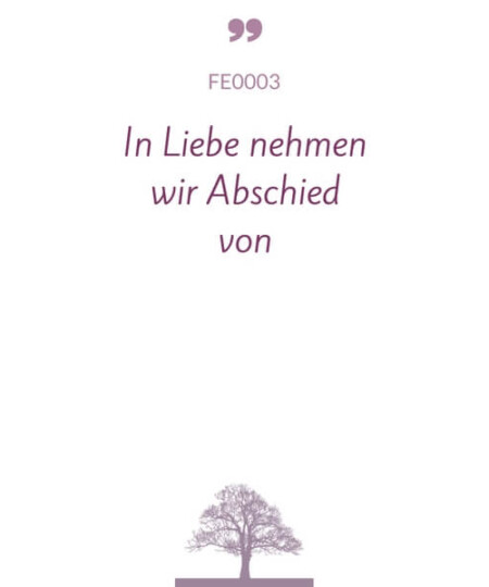 Mustertext "In Liebe nehmen wir Abschied..."