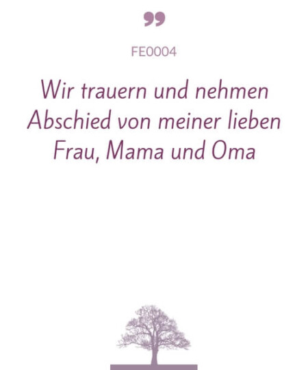 Mustertext "Wir trauern und nehmen Abschied..."