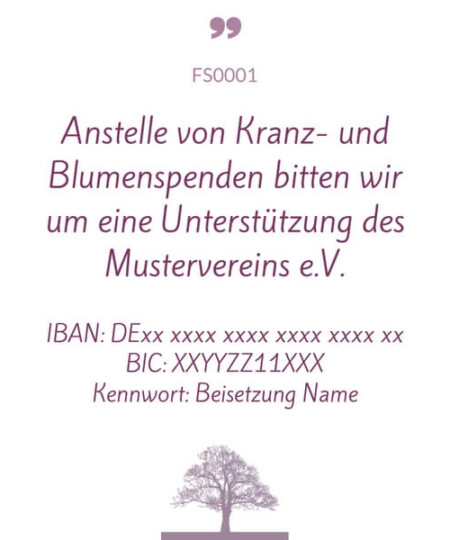 Mustertext "Spende für Verein..."