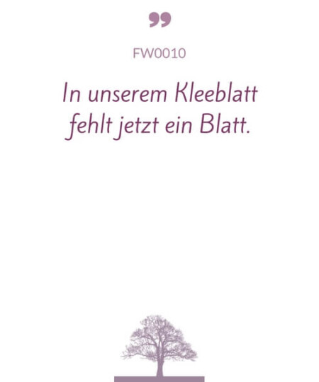 Mustertext "In unserem Kleeblatt fehlt..."