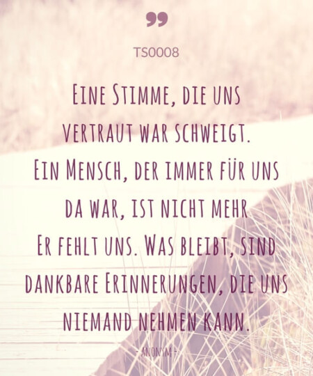 Trauerspruch "Eine Stimme die uns vertraut war..."