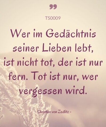 Trauerspruch "Wer im Gedächtnis..."