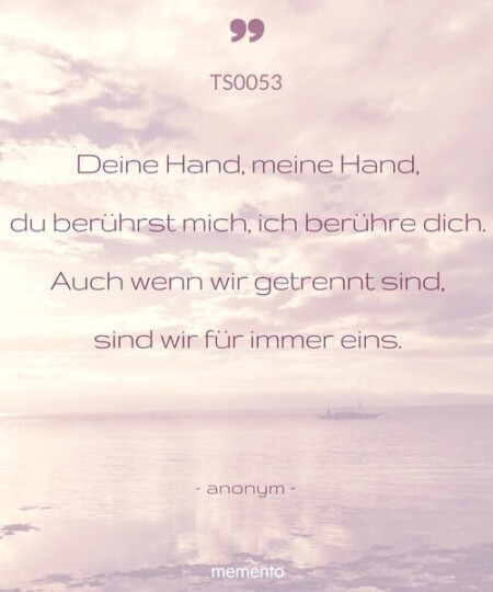 Trauerspruch "Deine Hand meine Hand..."