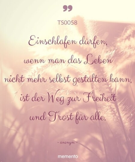 Trauerspruch "Einschlafen dürfen wenn man das Leben..."