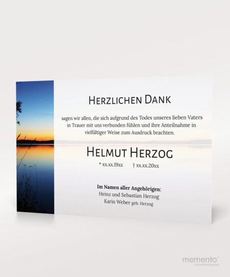 Produktbild Sonnenuntergang Danksagung Trauer Einzelkarte