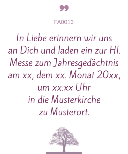 Mustertext "Einladung zum Jahresgedächtnis..."