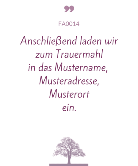Mustertext "Einladung zum Trauermahl..."