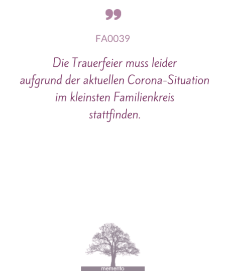Abbildung Mustertext Trauerkarte Corona