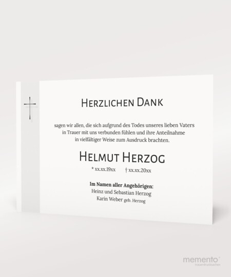 Produktbild Schattenkreuz Danksagung Trauer Einzelkarte