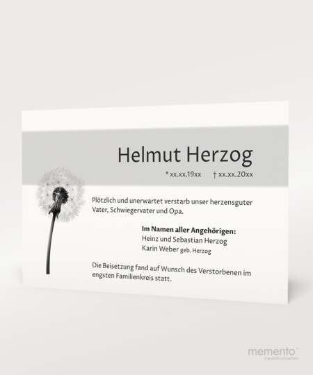Produktbild Grauer Hintergrund Trauerkarte Einzelkarte