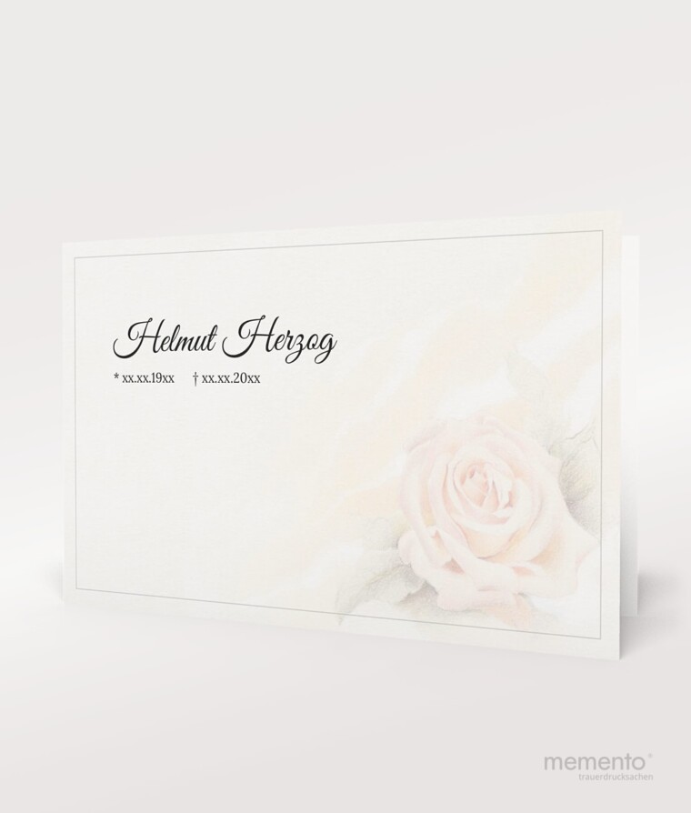 Produktbild Pastellfarbige Rose Trauerkarte Querformat