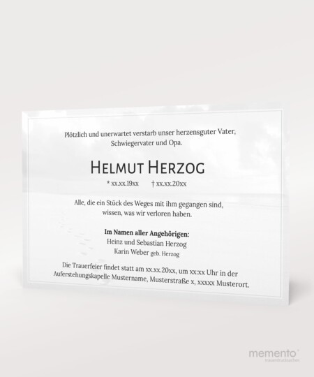 Produktbild Fußspuren Trauerkarte Einzelkarte