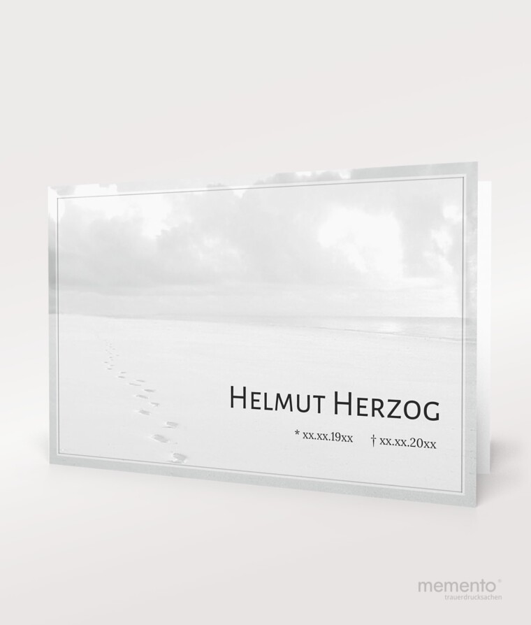 Produktbild Fußspuren Trauerkarte Querformat