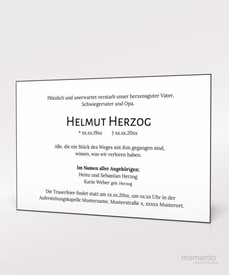 Produktbild Handgestrichener Trauerrand Trauerkarte Einzelkarte