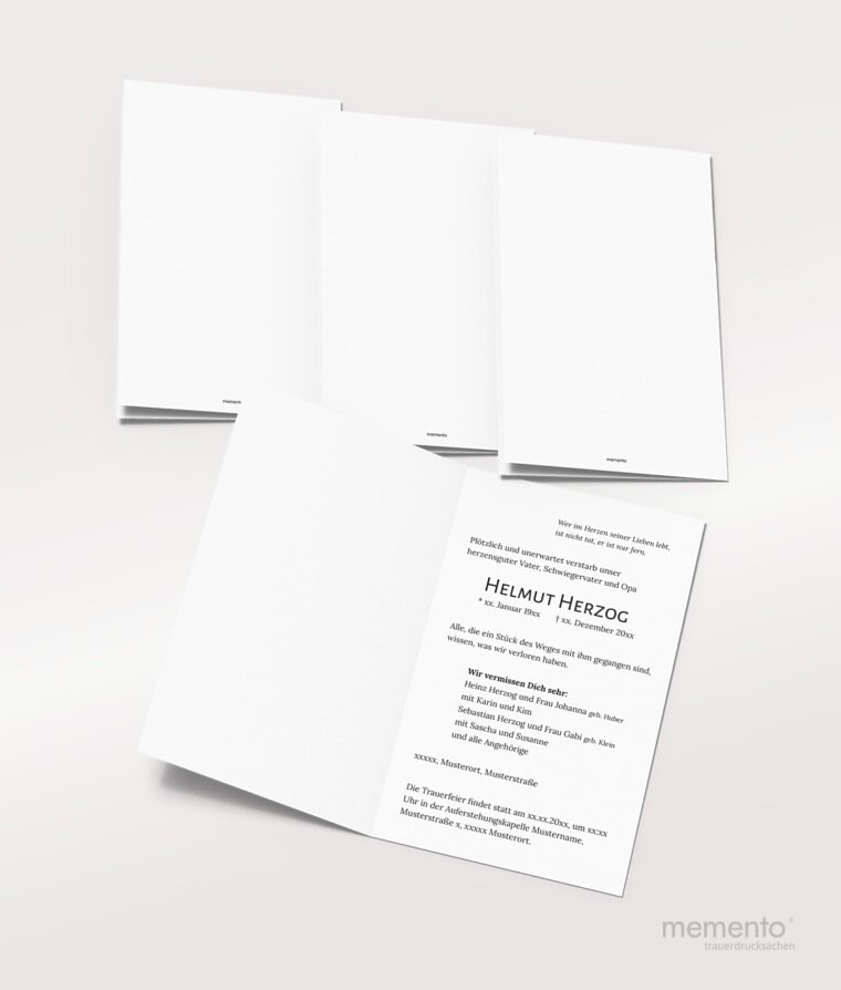Produktbild Trauerkarte weiss Hochformat Innenseite