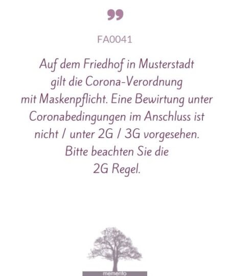 Mustertext Corona Verordnung