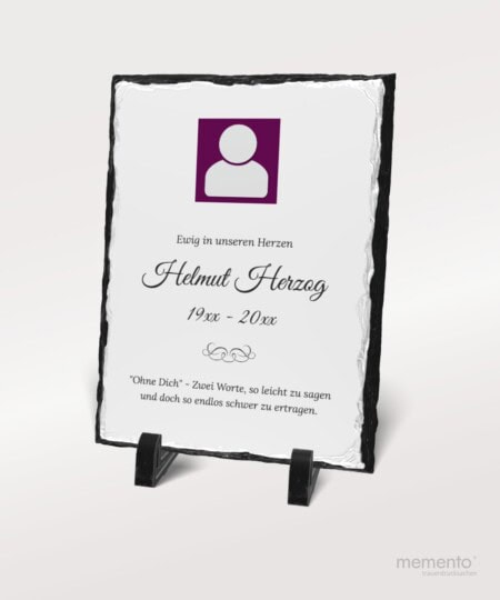 Abbildung Gedenktafel Schiefer Kreativ Hochformat 15x20