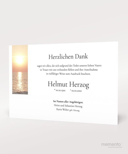 Produktbild Danksagung Trauer Sonnenuntergang am Meer Einzelkarte