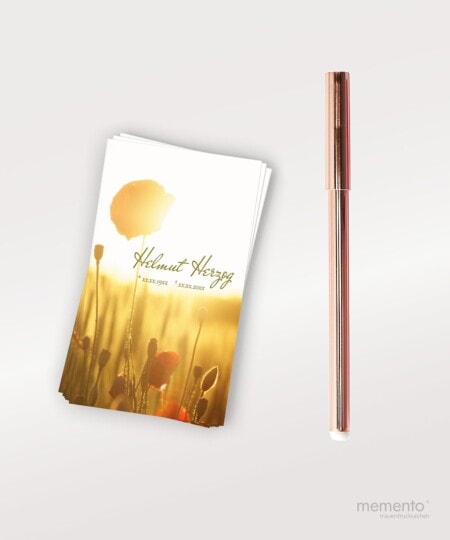 Produktbild Sterbebild Mohnblume im Sonnenuntergang